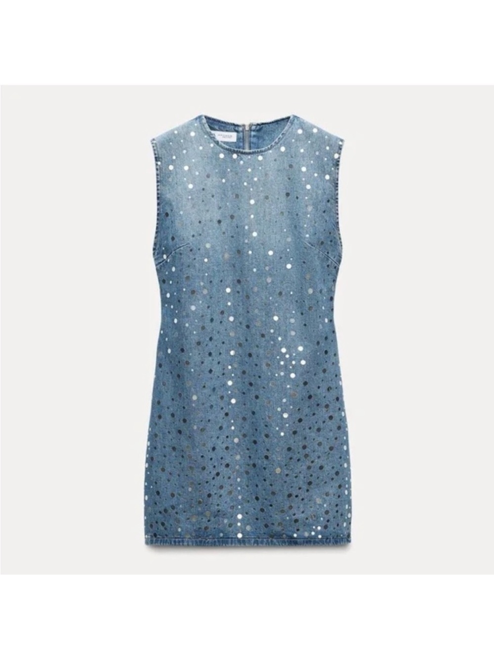 Zara Light Blue Sequin Denim Mini Dress